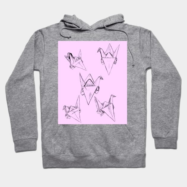 Pink Paper Cranes Hoodie by Art of V. Cook